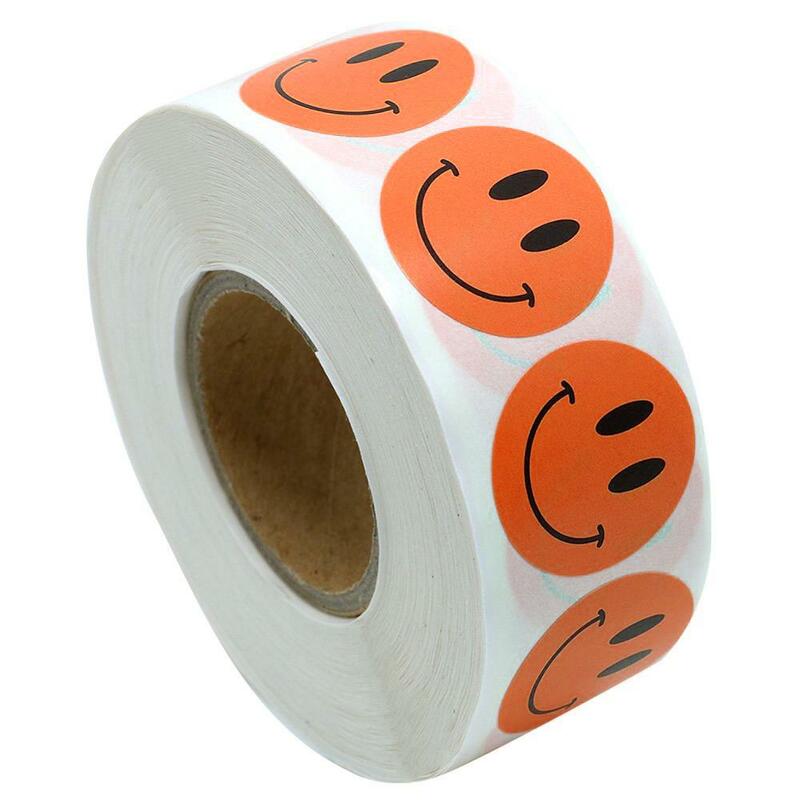 500 unids/pack smiley cara pegatina amarillo orange verde azul marrón pegatina sonriente profesor recompensa etiqueta para niños niño juguetes de las niñas