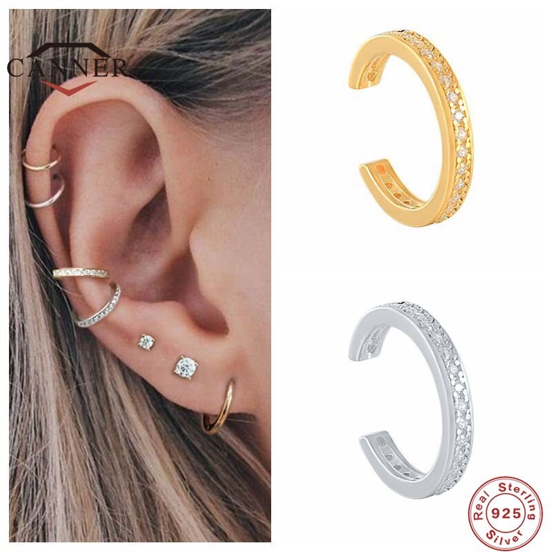 1 stücke Europäischen und Amerikanischen 925 Sterling Silber Clip auf Ohrringe für Frauen Geometrische Gold Silber Clip Ohrringe Ohne Piercing