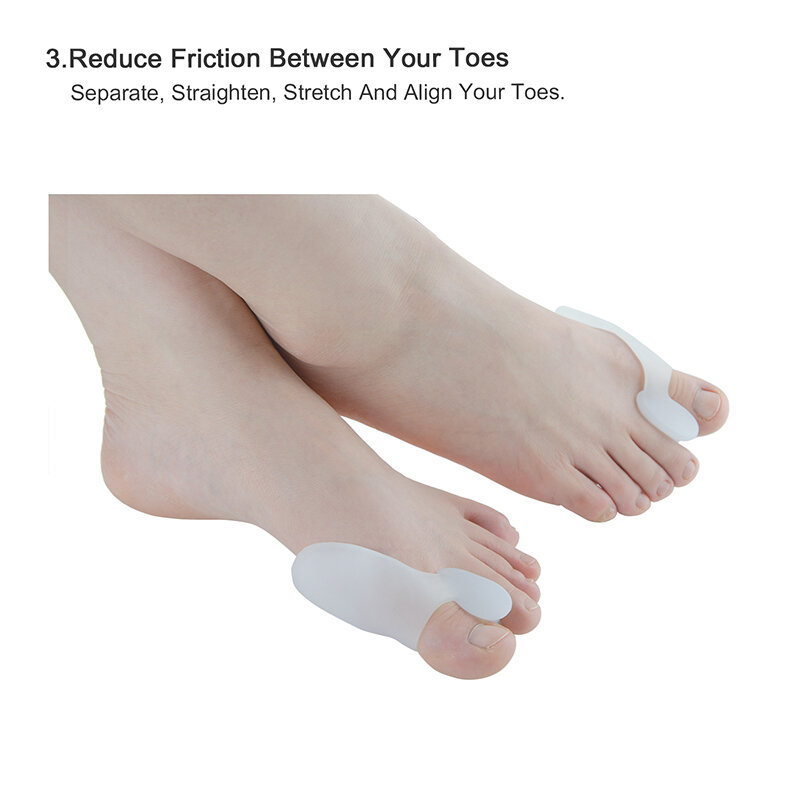 Corretor de silicone gel do dedo do pé, 4 tipos, grande, separador de dedo do pé, ferramenta de cuidados com a joanete