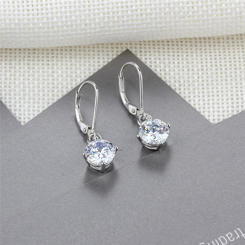 XINSOM Simple Fashion 925 Sterling Silver Earrings For Women Girls 10MM Big Zircon Engagement Wedding Dangle Earrings 20MARE11