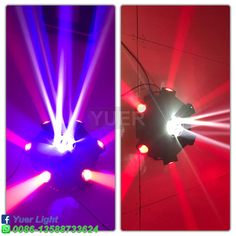 Haz de luz LED inteligente 4 en 1 con 6 cabezales, haz de luz móvil con ojo de abeja, RGBW, 11/16/23/44CH, DMX512, para escenario, Dj, fiesta de música, discoteca
