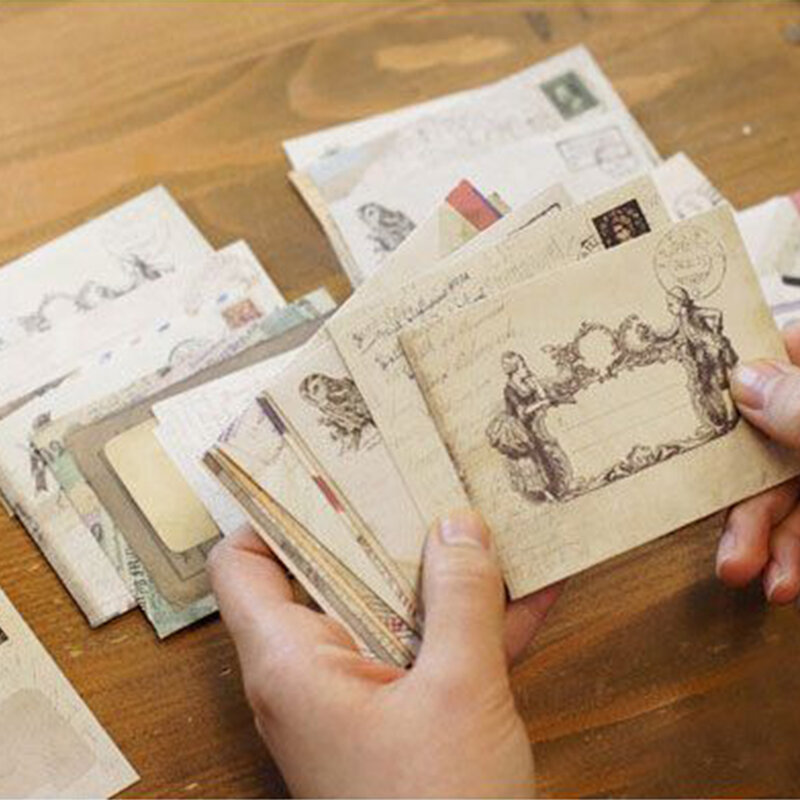 12 sztuk/partia 12 wzorów papierowych kopert śliczne Mini koperty Vintage europejski styl na Scrapbooking na karty prezent 03210