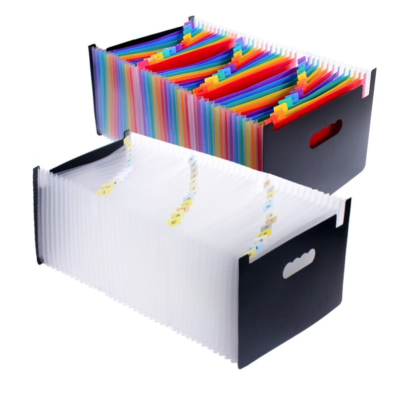 13/24/37 Pockets Expanding File Folder A4 Large Plastic Expandable File Organizers Standing Accordions Folder Carpeta Archivador