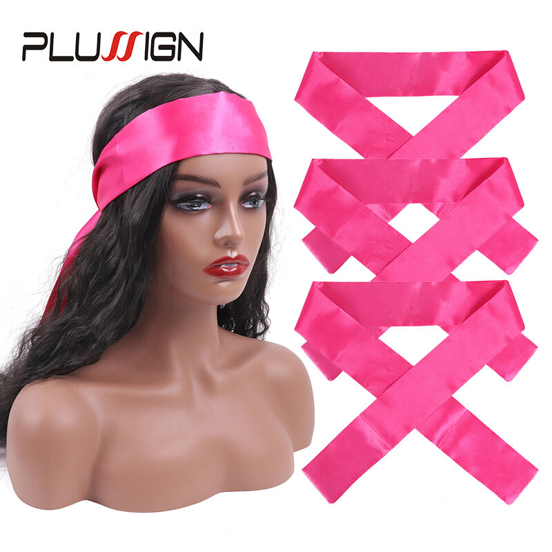 Plussign Satin Edges Hair Wrap Silk Wig Grip Black Golden White Satin Headband Edge Wraps For Lace Frontal Wigs Soft Hair Band