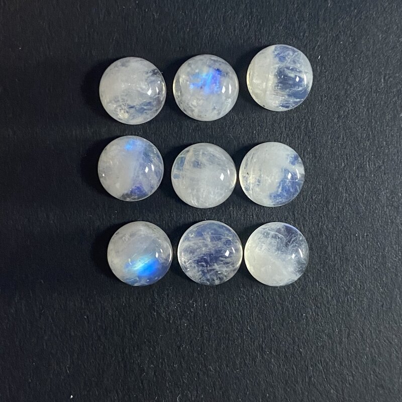 Meisidian A Quality 8Mm Round Flatback Cabochon Natural Moonstone