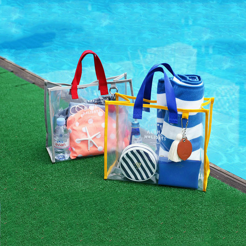 Портативная прозрачная пляжная сумка из ПВХ, Летняя Повседневная пляжная сумка