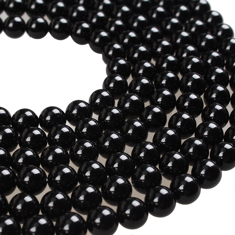 Perles Rondes en Pierre Naturelle, Agate Noire, Onyx, 2, 3, 4, 6, 8, 10, 12mm, pour Bracelets, Collier, Bijoux de Bricolage