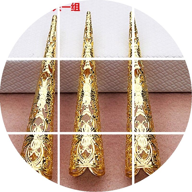 3 pcs/lot tebal jari set baju besi kostum Dinasti Qing istana selir kuku palsu set Panjang Kuno Ratu Dewi