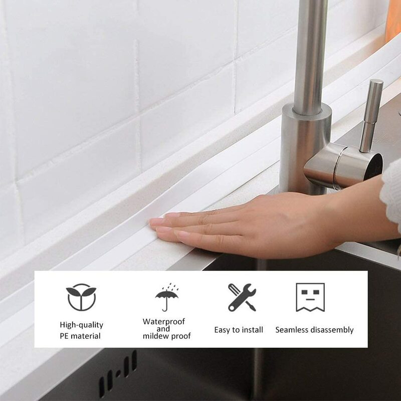 Neue Dichtung Streifen Bad Dusche Waschbecken Bad Abdichten Band Weiß PVC Selbst klebstoff Wasserdichte Wand aufkleber für Bad Küche