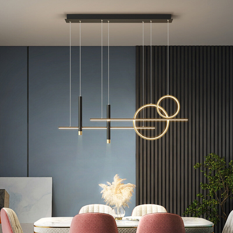 Plafonnier LED créatif au design nordique moderne et minimaliste, disponible en noir et en or, luminaire décoratif d'intérieur, idéal pour un café, un bar, une table ou une cuisine