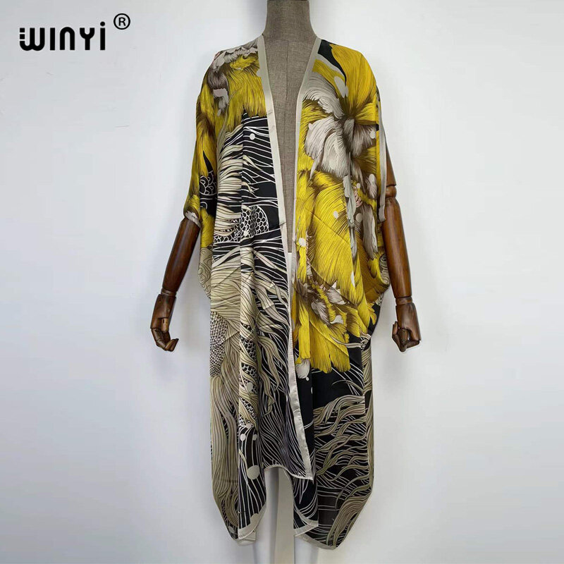 WINYI – Cardigan à manches chauve-souris imprimé africain pour femmes, chemisier ample décontracté, Cover-Up chemises, Kimono de plage, vêtements boho, 2022