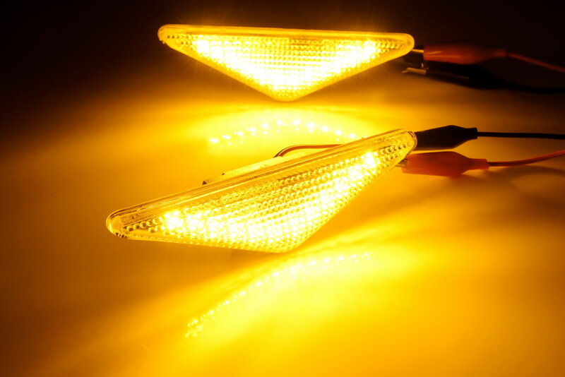 ANGRONG-indicador lateral LED ámbar, luz de, lente transparente, para Ford Focus MK1, Mondeo MK3, 2X