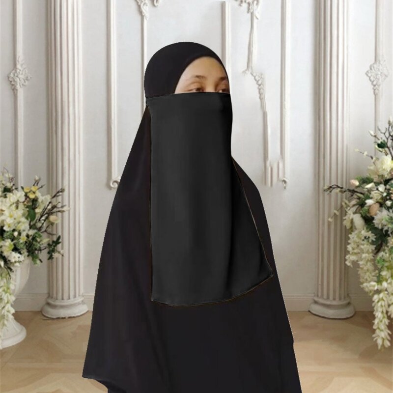 Mulheres muçulmanas Face Cover Scarf, islâmico Hijab Wrap, Xales Turbante, Oração Ramadan, Headwear Tradicional, árabe Niqab, Burqa, Véu
