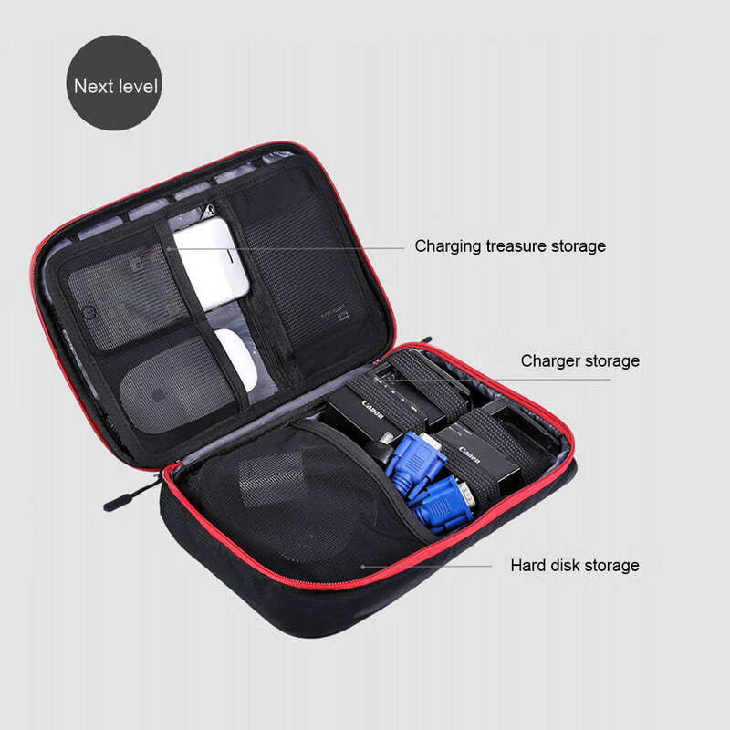Acoki-電子旅行用オーガナイザーバッグ,2層ナイロントラベルアクセサリー,ipadに最適なサイズ