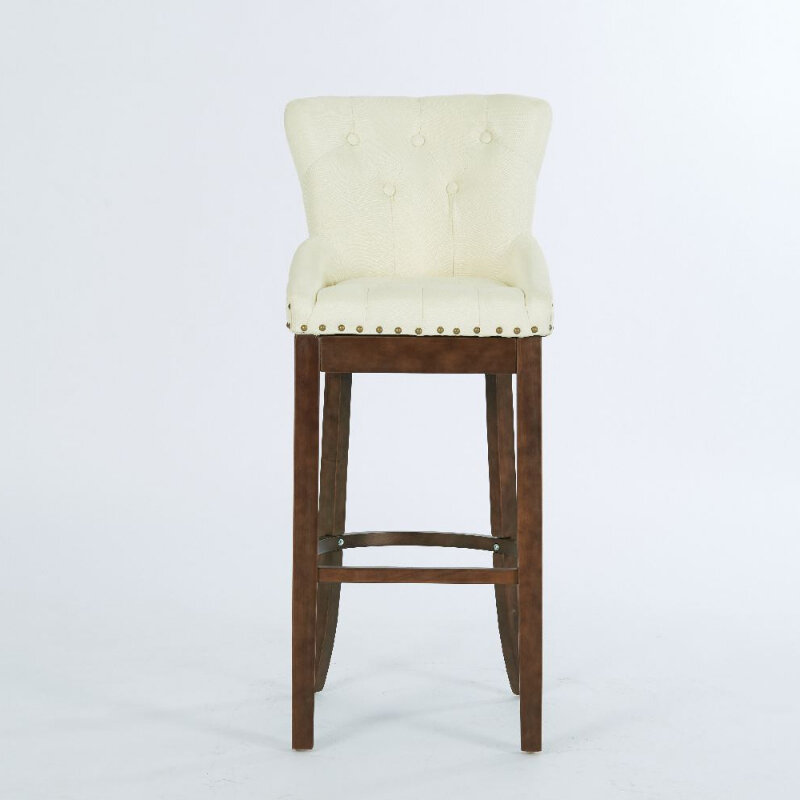 Panana High Bar Stool Velvet Pad Solid Wood Leg Chair Tufted Light Deep Stud with Knocker Ship to Europe Fast delivery