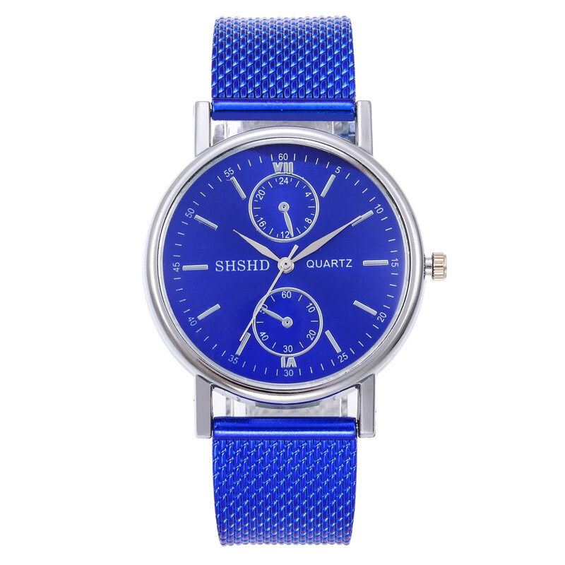 女性と男性のためのファッショナブルな青いガラスの時計,カジュアルなスタイル,柔らかい家電,卸売
