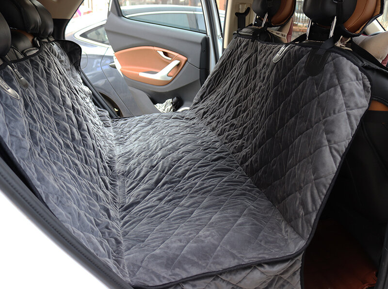 Pet Dog Rear Car Back Seat Cover Seat Mats Gray Waterproof Oxford Car Bed Pet Pad Car Back Seat Pet Hammock Pad