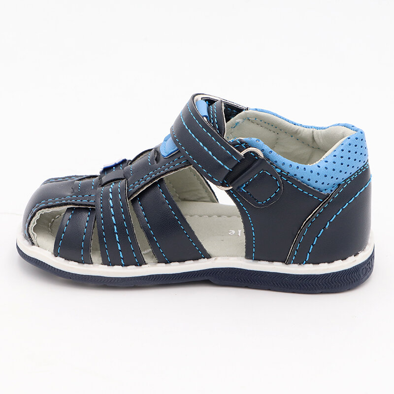 Sandalias ortopédicas para niños pequeños, zapatos de cuero sintética infantiles con suela plana, zapatillas de punta cerrada y estilo veraniego para bebé, talla 20-30
