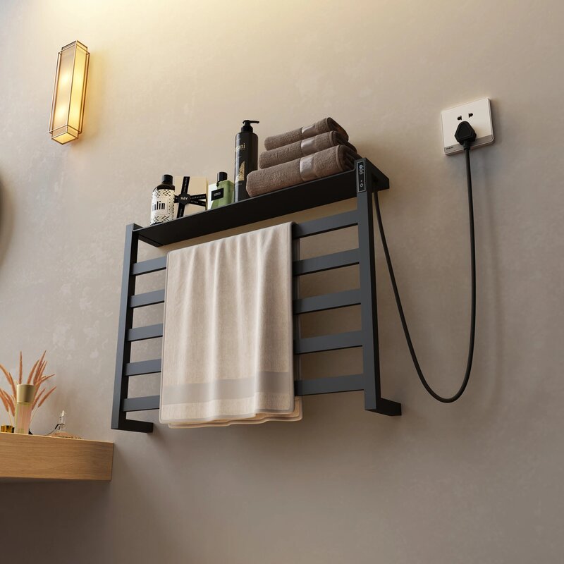 Toallero eléctrico sin perforación, accesorios de baño, secador de toallas inteligente esterilizante de acero inoxidable, calentador de toallas