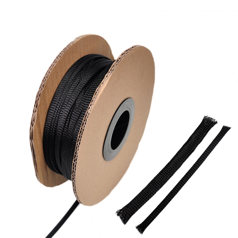 Cable Sleeve Length3/4/6/8/10/12/14/16/50mm Insulated Braided Sleeving Data line protection Wire Cable Flame-retardant PET tube