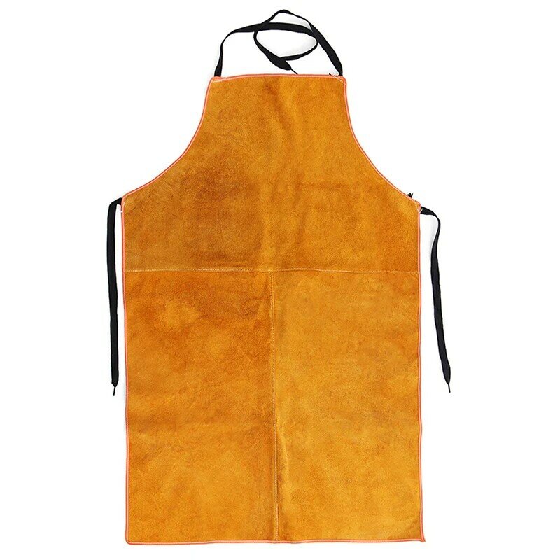 Full Cowhide Leather Electric Welding Apron Bib Blacksmith Apron Yellow Electric Welding Safety Clothing