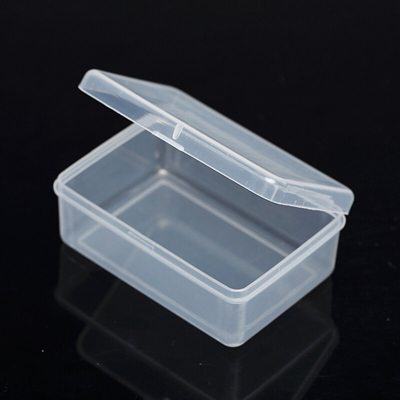 Caja organizadora de joyas para almacenamiento de cuentas y pendientes, contenedor vacío de plástico transparente para accesorios pequeños, 7,6x5,2x3cm