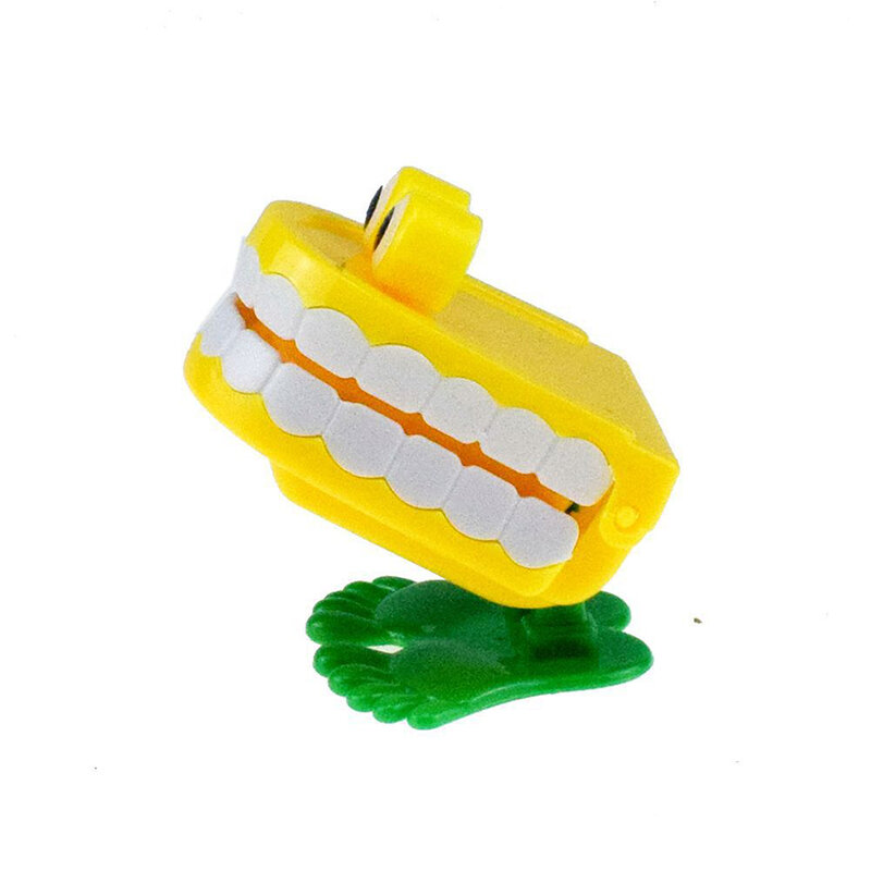 Novelty Chattering Chomping Winding Up Toy Walking Teeth Toy with Eyes, Kids Toy Party Favor Walking Mouth, Red, Yellow