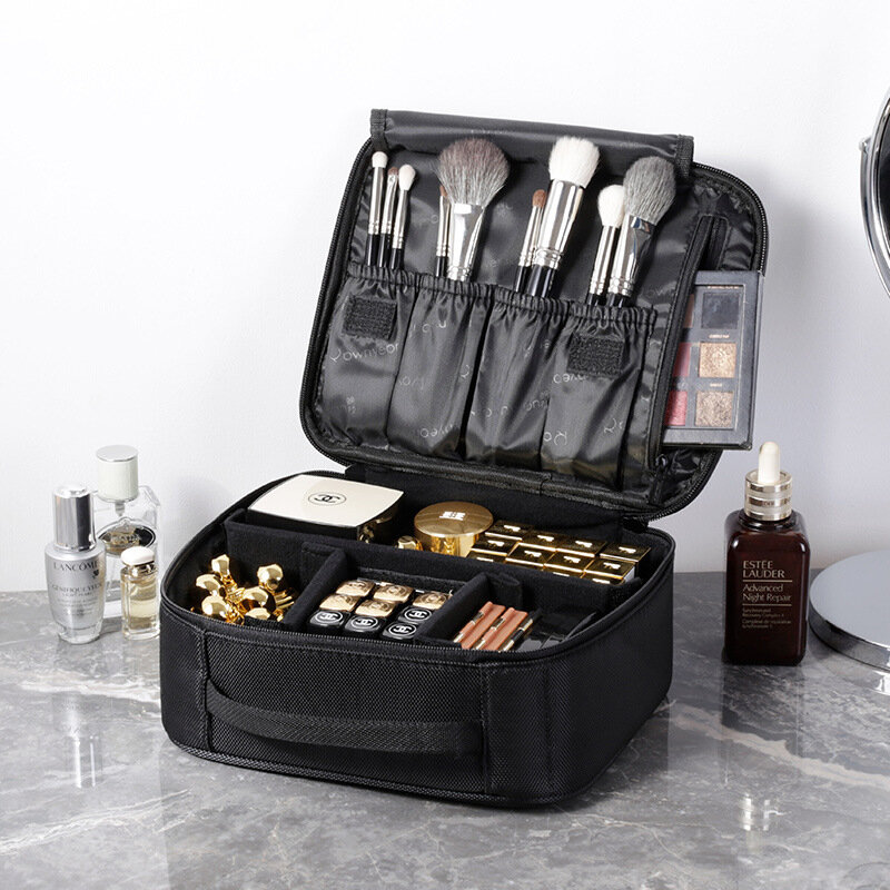 Saco cosmético de viagem preto grande mulher maquiagem toolkit higiene pessoal organizador multifuncional à prova dwaterproof água bolsa armazenamento feminino