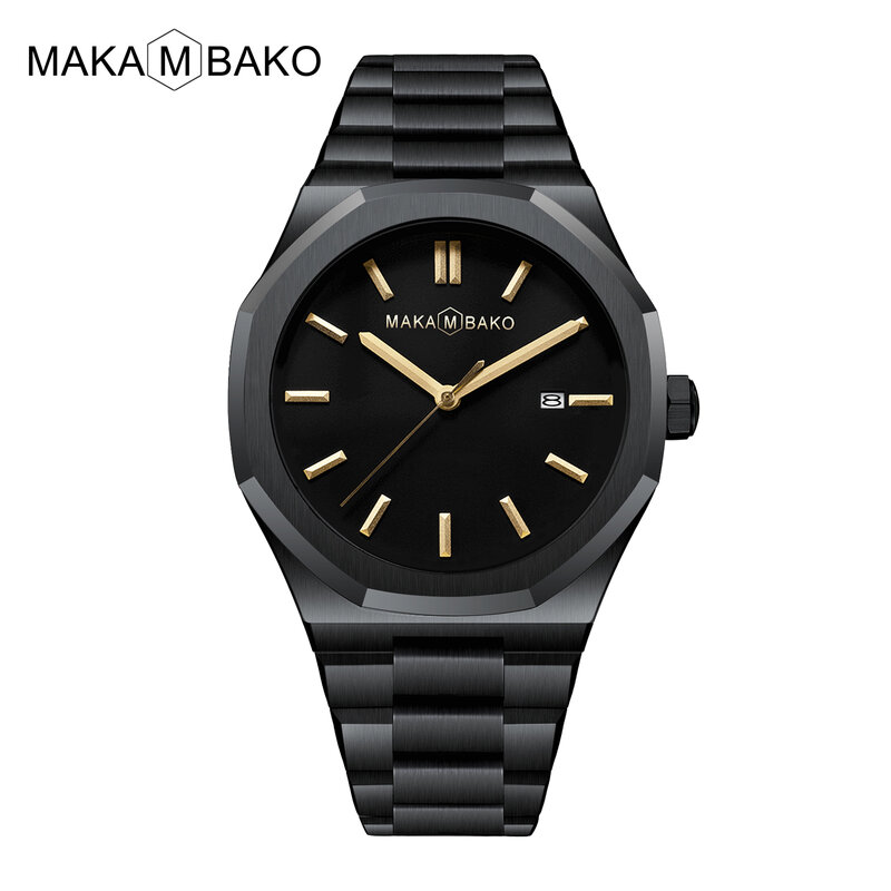 Relogio Masculino แฟชั่นหรูหราธุรกิจผู้ชายสีเงินสีดำสแตนเลสญี่ปุ่นกันน้ำผู้ชายนาฬิกาข้อมือควอตซ์
