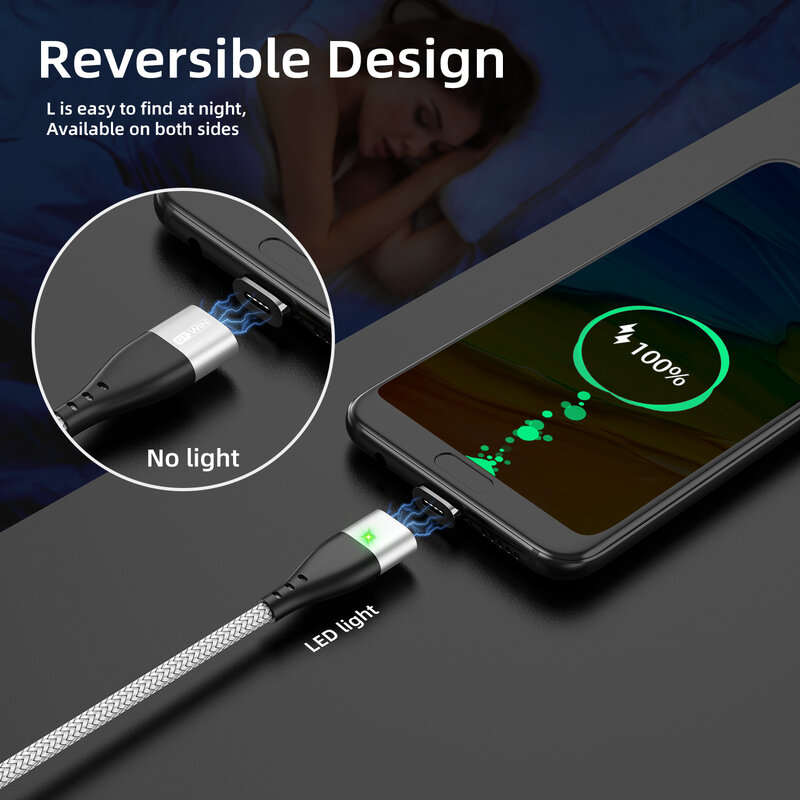 GTWIN 3A Magnetic USB Cable For iPhone Charger Magnet Charge Wire Type C Fast Charging For Xiaomi Samsung Micro USB Cable Cord