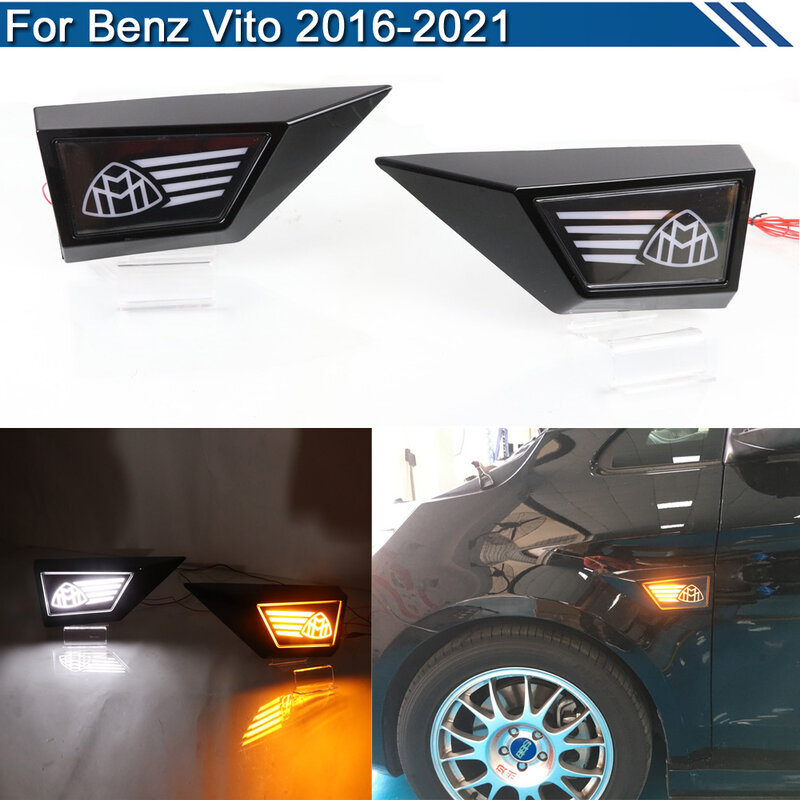 2 шт., светодиодные боковые габаритные огни, светильник тели поворота, белые ходосветильник s для Benz V-Class Vito 2016 2017 2018 2019 2020 2021