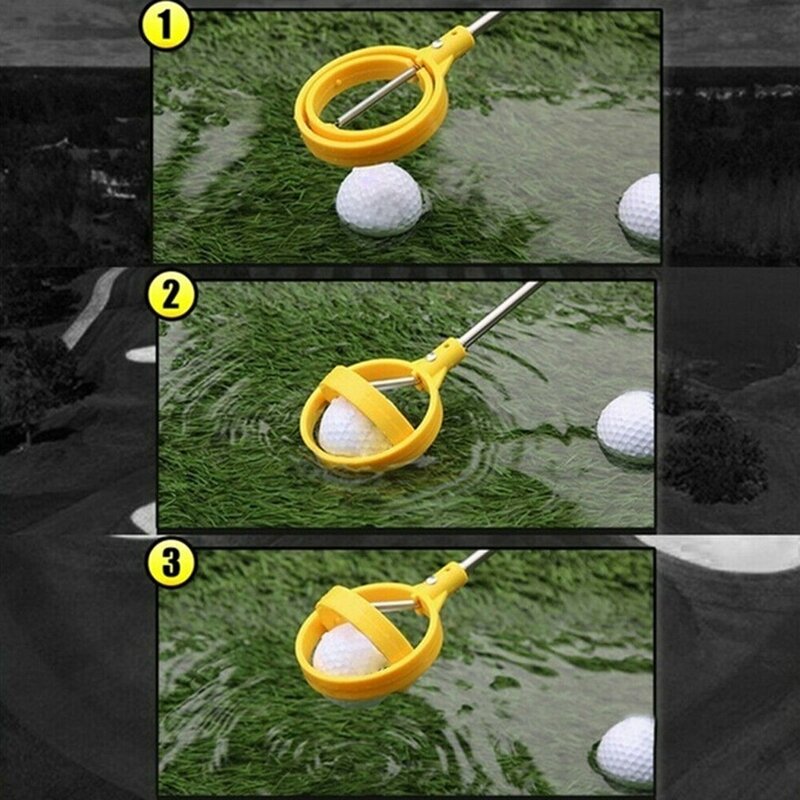 Golf Ball Pick Up-Tools Teleskop Golf Ball Retriever Eingefahren Golf Pick up Automatische Verriegelung Scoop Picker Golf Ball Catcher
