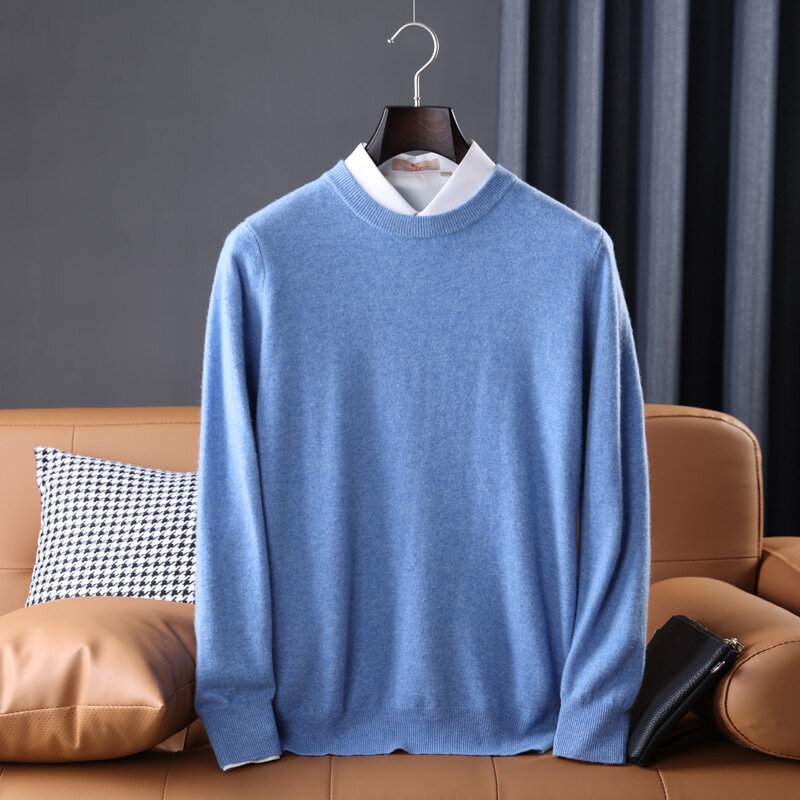100% Pure Australian Wool Knitted Sweaters Hot Sale Men Jumpers Winter New Fashion Oneck Standard Pullovers Woolen Male Clothes