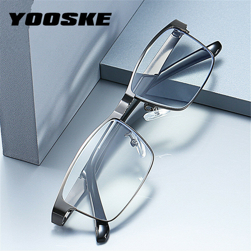 Мужские деловые очки для чтения YOOSKE, из нержавеющей стали, пресбиопические оптические очки + 1,0, 1,5, 2,0, 2,5, 3, 3,5, 4,0
