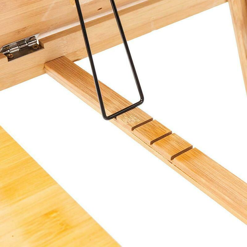 Bambusowy biurko na laptopa regulowany łóżeczko śniadaniowy z przechylaną górną szufladą