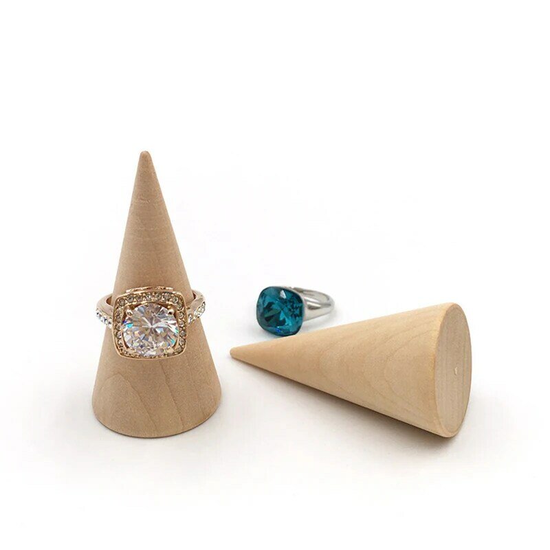 5 pçs/set anel organizador cone de madeira criativo anel titular titular exibição de jóias cone anel suporte de exibição anel titular