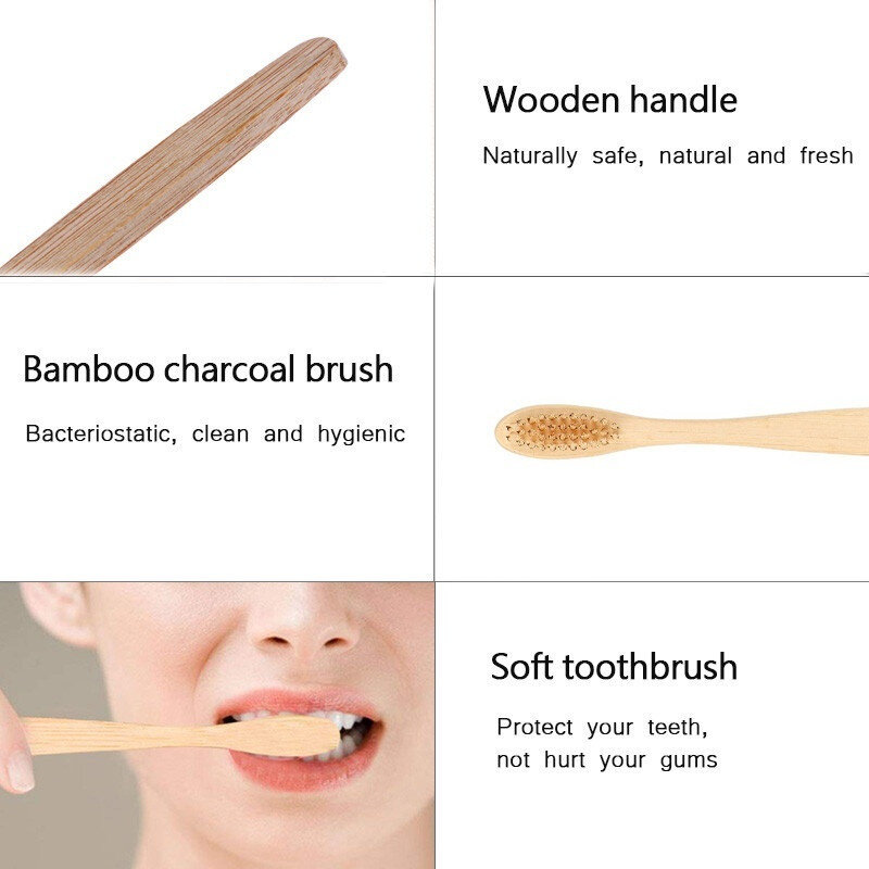 10 pçs escova de dentes de bambu lidar com arco-íris branqueamento cerdas macias escova de dentes de bambu viagens eco-friendly dente de madeira escova