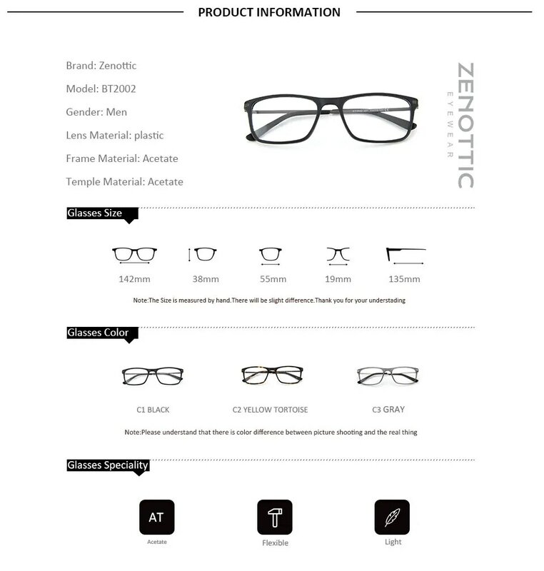 Bluemoky óculos de prescrição de acetato, para homens, quadrado, anti luz azul, miopia, hipermetropia, óculos para computador óptico