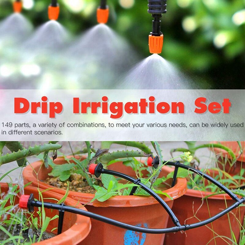 Conjunto de irrigação automática de jardim, mini kit de irrigação diy de 30m ajustável, kit de rega resistente para tubo de 1/4 polegadas, para gramado pátio