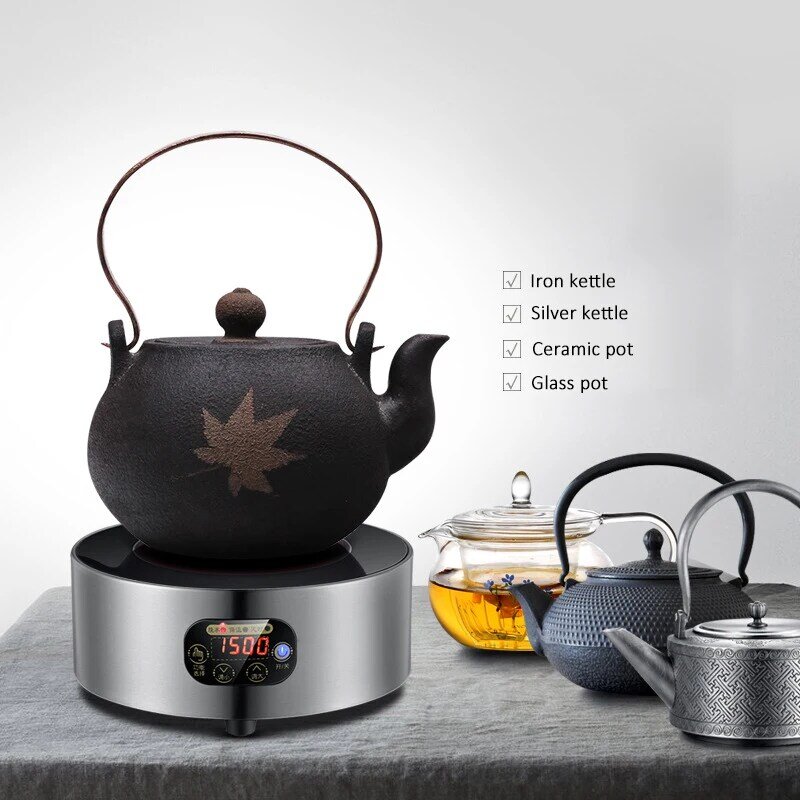 Fogão cerâmico elétrico para chá, Aquecedor de placa quente, Fornalha de aquecimento, Tea Maker, Caldeira de água doméstica, 1500W, 220V