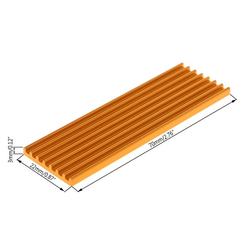 Disipador de calor de radiador de aluminio para disco de estado sólido M.2 PCIE SSD 2280, 70x22x3mm