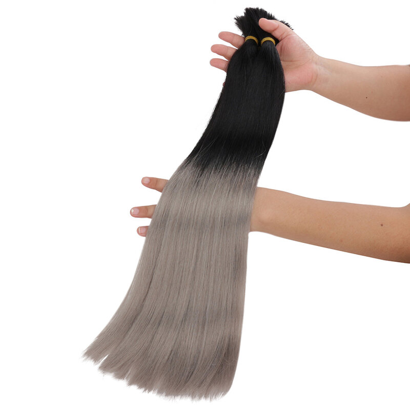 Real Beauty Ombre Colored Human Hair Bulk For Braiding Brazilian Remy Straight Bulk No Weft Hair Extensions 30cm to 70cm