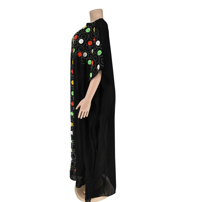 Robe longue et élégante pour femmes musulmanes, taille unique, ample et lisse, avec col en un mot, vêtements africains pour adultes