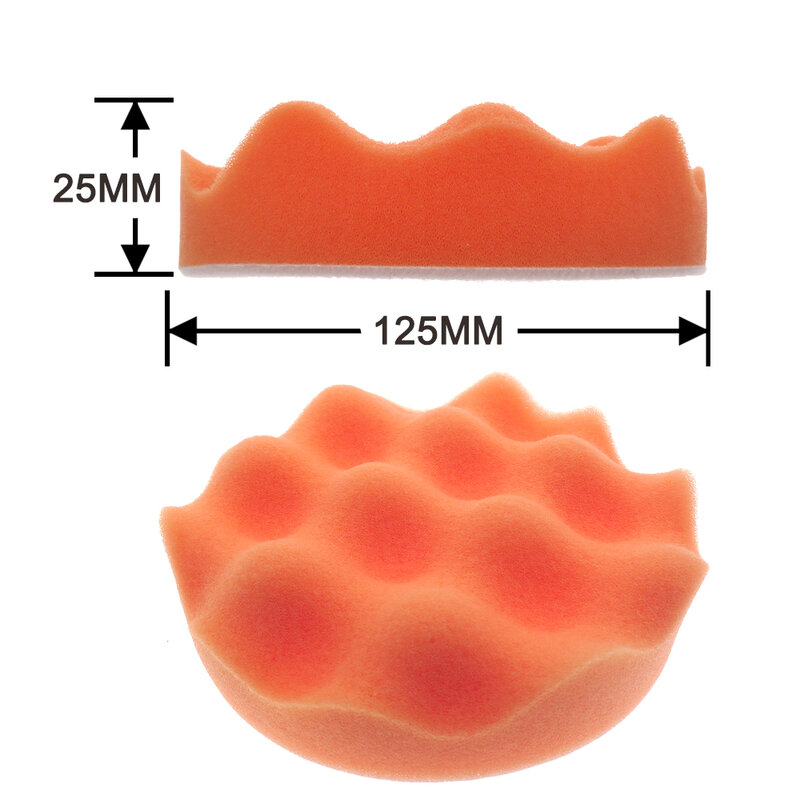 Almofada de polimento de esponja, 10 peças, 5 polegadas, ferramenta para polidor de carro, almofadas de polimento de esponja laranja (125mm), almofadas de polimento