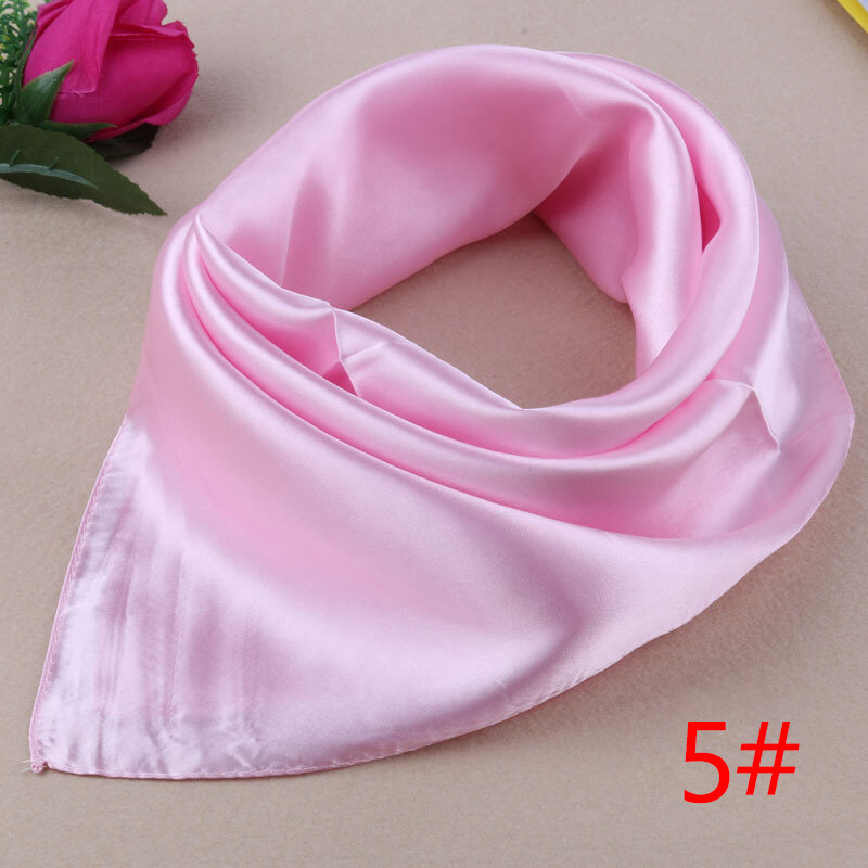 Bufanda cuadrada de satén para mujer, pañuelo pequeño liso de seda, 60cm x 60cm