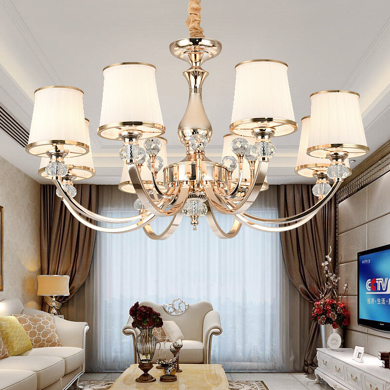 Lampadario moderno in cristallo galvanico e14 apparecchio di illuminazione a led adatto per soggiorno camera da letto sala da pranzo lampadario argento/oro