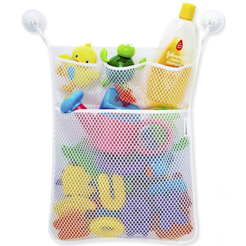 Bebê chuveiro carta saco de armazenamento crianças brinquedos do banheiro crianças oceano bolas parede ventosa malha bolso líquido multi-função lavagem