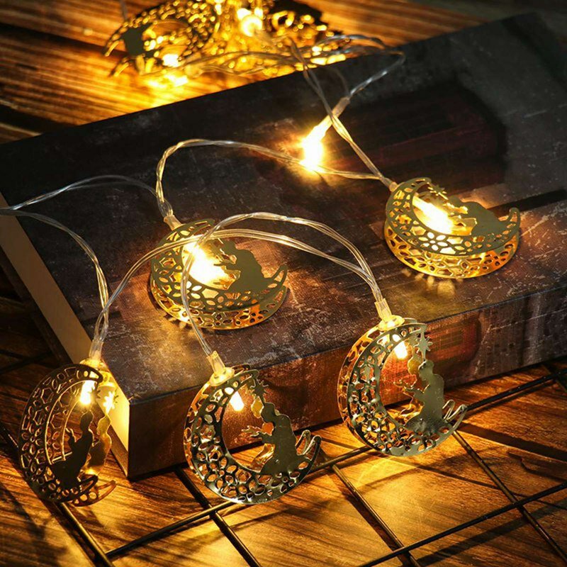 Ramadan decoração lua estrela led string luzes 10 eid mubarak decoração para casa islam muçulmano evento fontes de festa eid al-fitr decoração