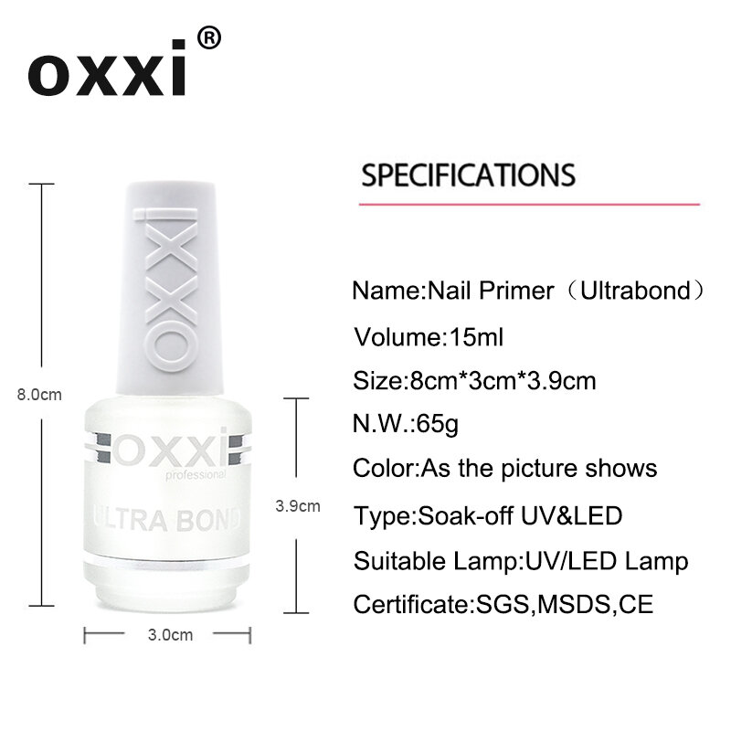 OXXI Terbaru 15Ml Primer untuk Kuku Semi Permanen Uv Varnish Gel Kuku Kuku Manikur Asam Gratis Ultrabond Karet base Top Gel Lak