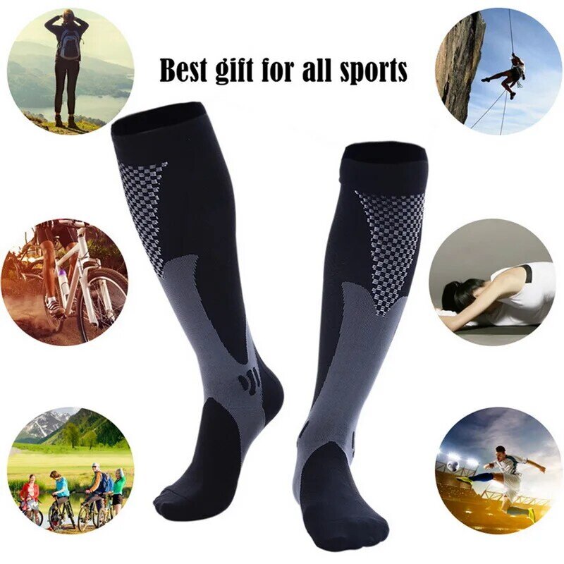 Calcetines deportivos de compresión para hombre, medias de ciclismo para venas varicosas, enfermería, correr, enfermera, senderismo Natural al aire libre
